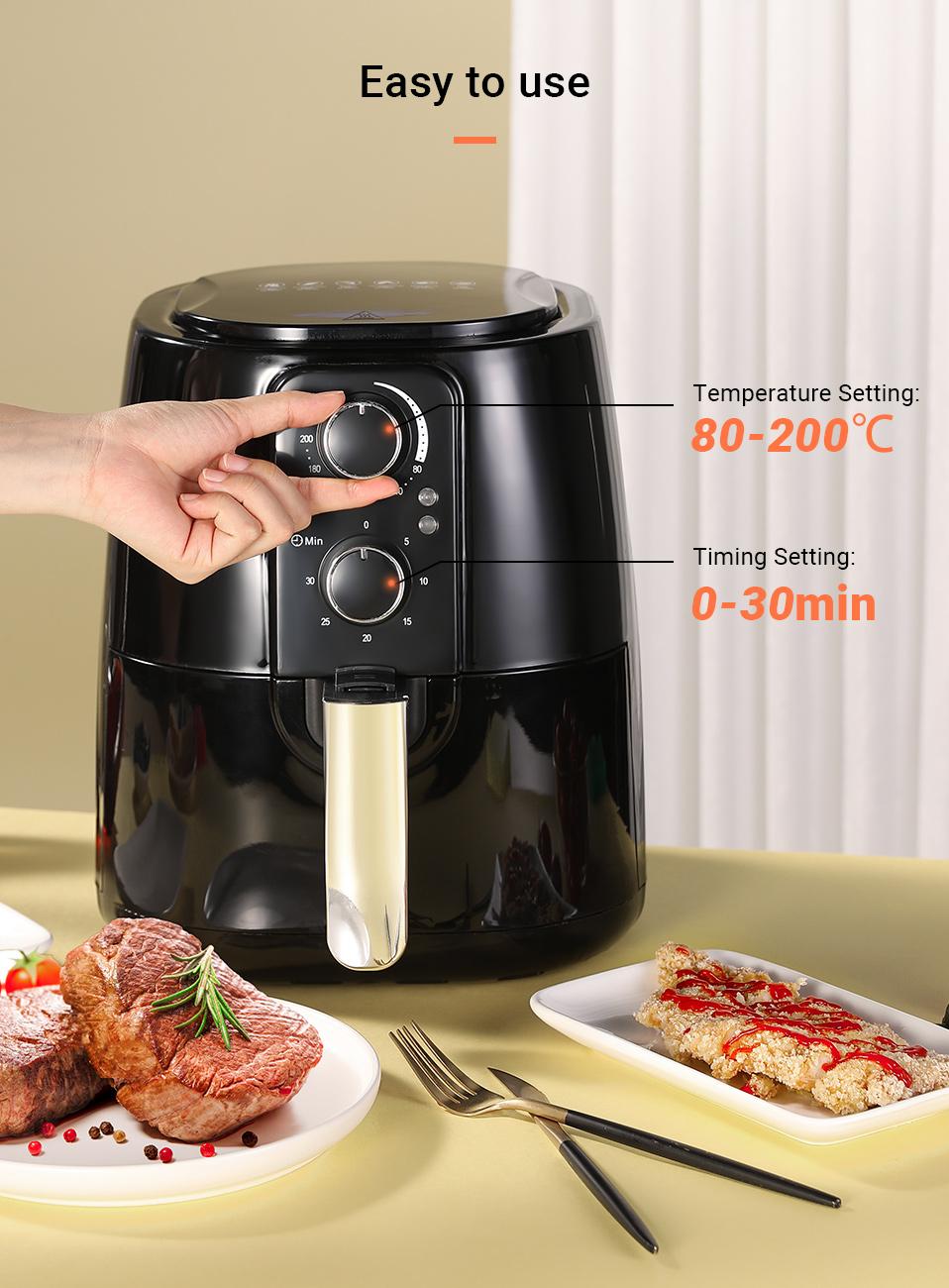 YAXIICASS Air Fryer Without Oil 5.5L Large Capacity Air Friers 1500W Multifunctional 360° Baking Electric Oven With Fried Basket