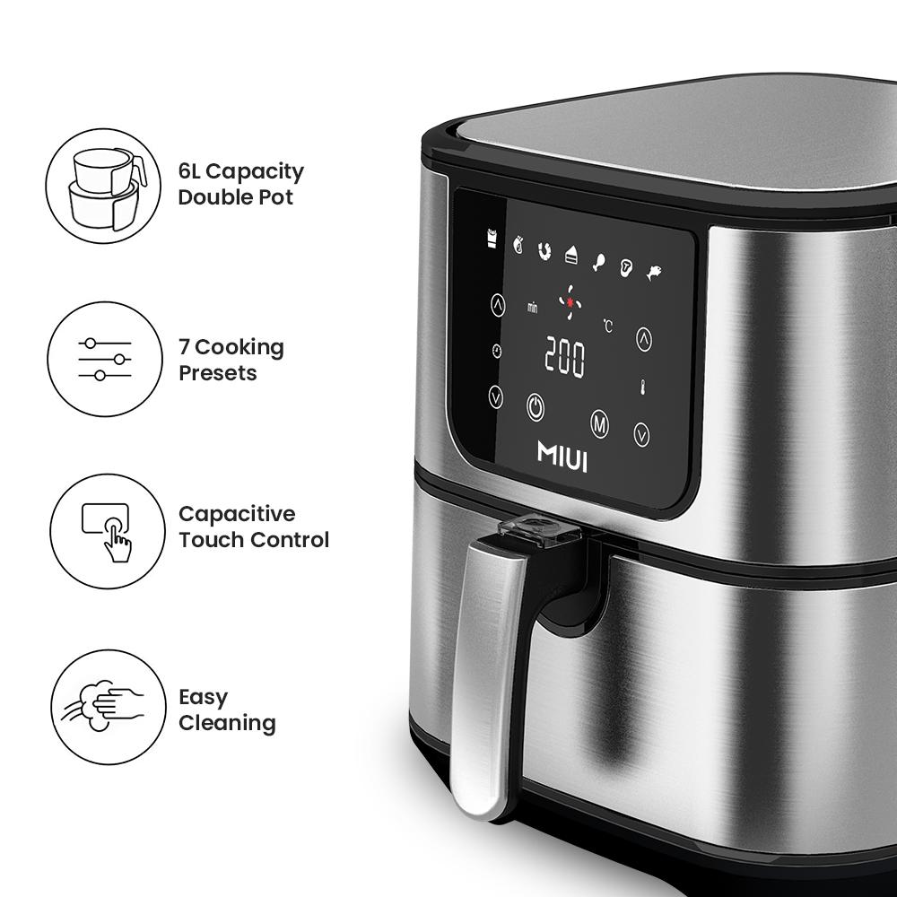 MIUI 6L Air Fryer 1600-1800W, No Oil Electric Fryer with Combination basket, Intelligent Touch Screen Oven for Whole Chicken2022