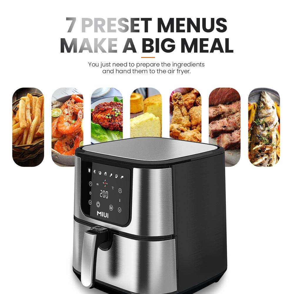 MIUI 6L Air Fryer 1600-1800W, No Oil Electric Fryer with Combination basket, Intelligent Touch Screen Oven for Whole Chicken2022