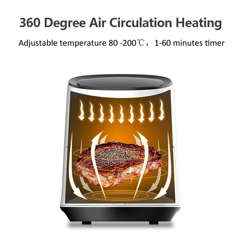 Oil Free Electric Air Fryer Power-off Memory Function 360 Degree Air Circulation Heating Health Cooking Air Fryer Easy Cleaning