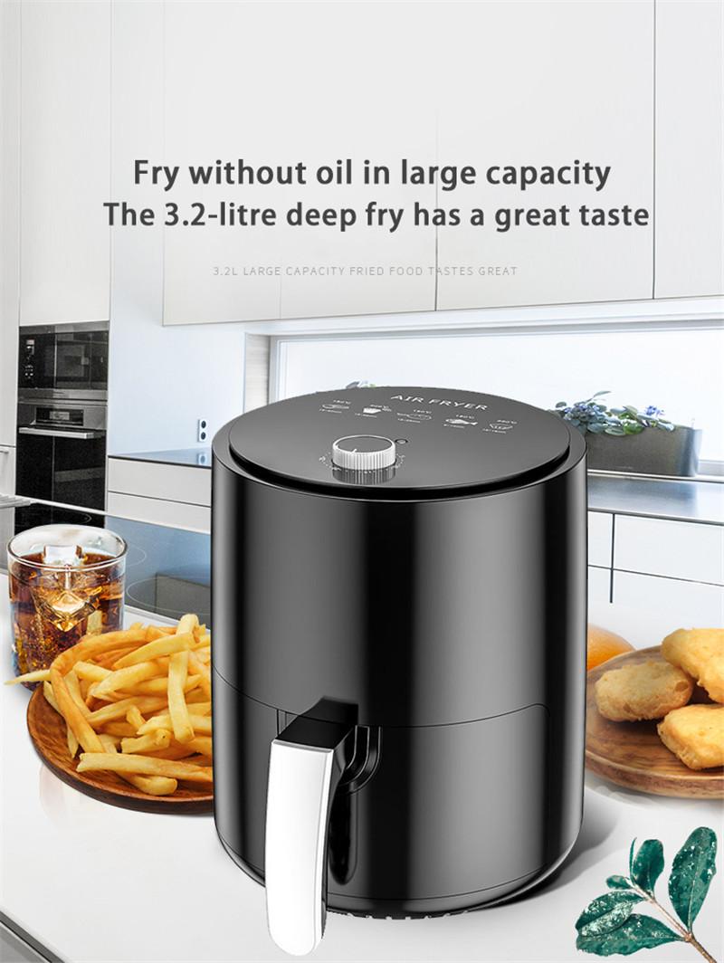 3.2L Smart Air Fryer 1200W Oven Nonstick Pan 360° Baking Healthy Fryer Cooker Fried Chicken French Fries Non-oily Smoke Fryer