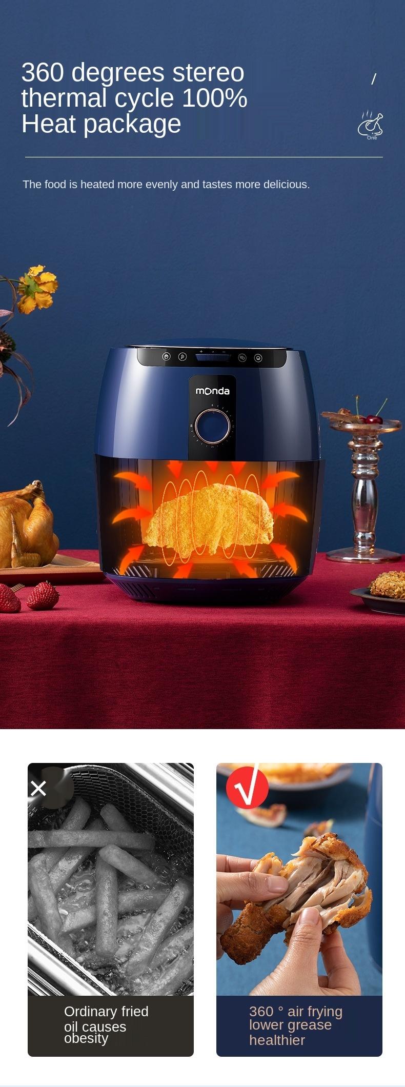 Monda 6.5L Air Fryer Without Oil Home Cooking Automatic Intelligent Oven Electric Deep Airfryer Cooker French Fries Pizza