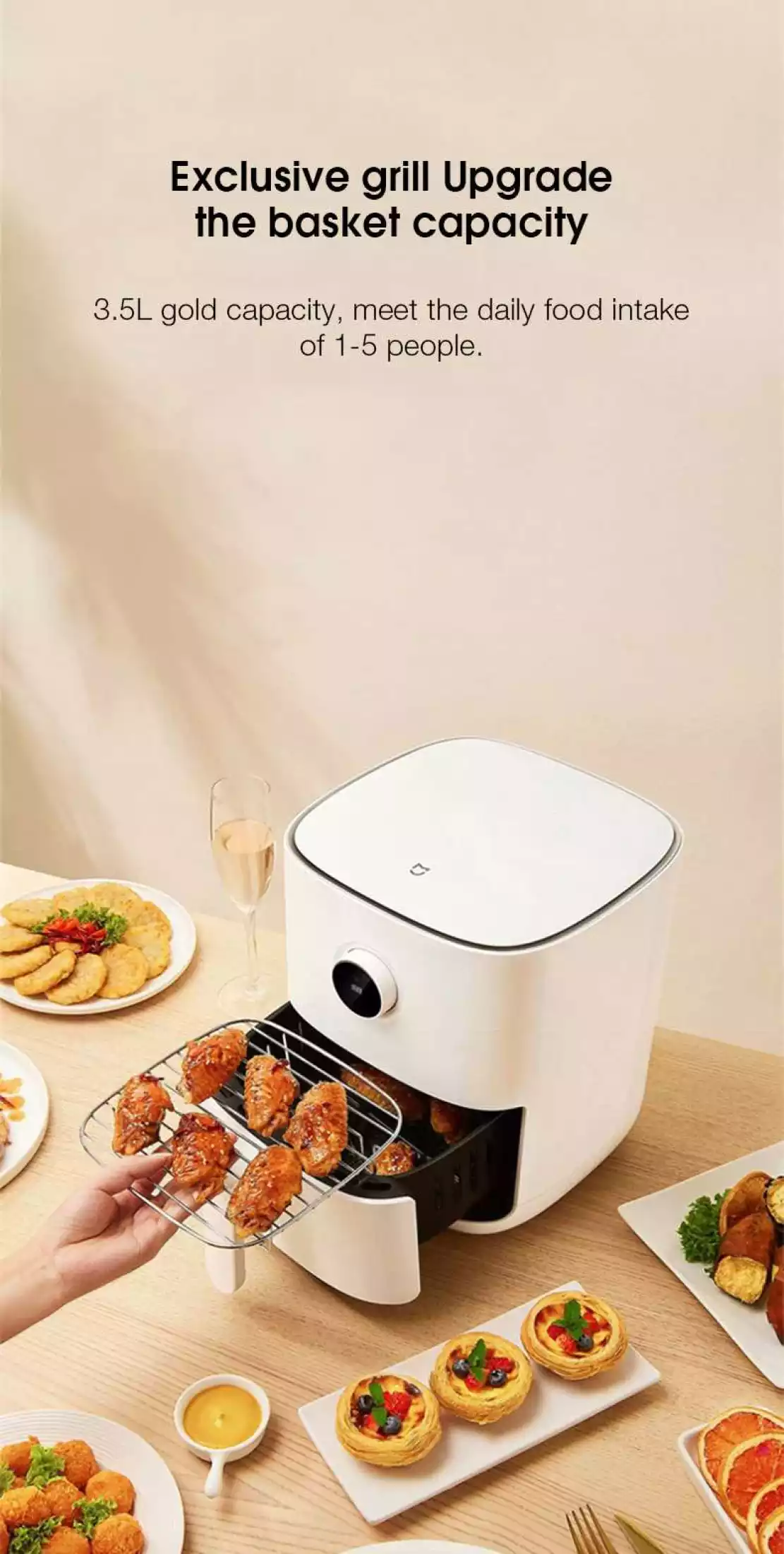 Newest Xiaomi Mijia Intelligent Air Fryer 1500W 3.5L Air Fryer for Baking Roasting Dehydrating Support Mijia App Control