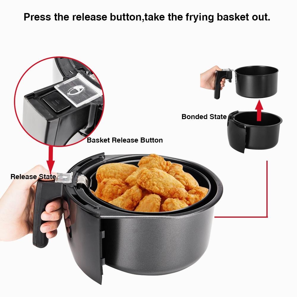 2.85/5.6 QT Electric Air Fryer 1500W - Digital Easy One Touch Panel with 7 Cooking Presets