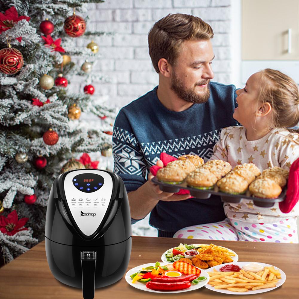 2.85/5.6 QT Electric Air Fryer 1500W - Digital Easy One Touch Panel with 7 Cooking Presets