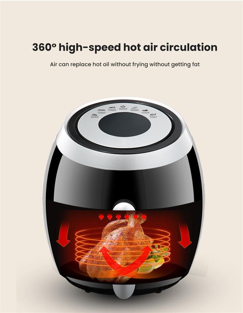 Smart Multifunctional Air Fryer Household 5.5L Large Capacity Smoke-free Electric Fryer Touchscreen Deep French Fries Machine