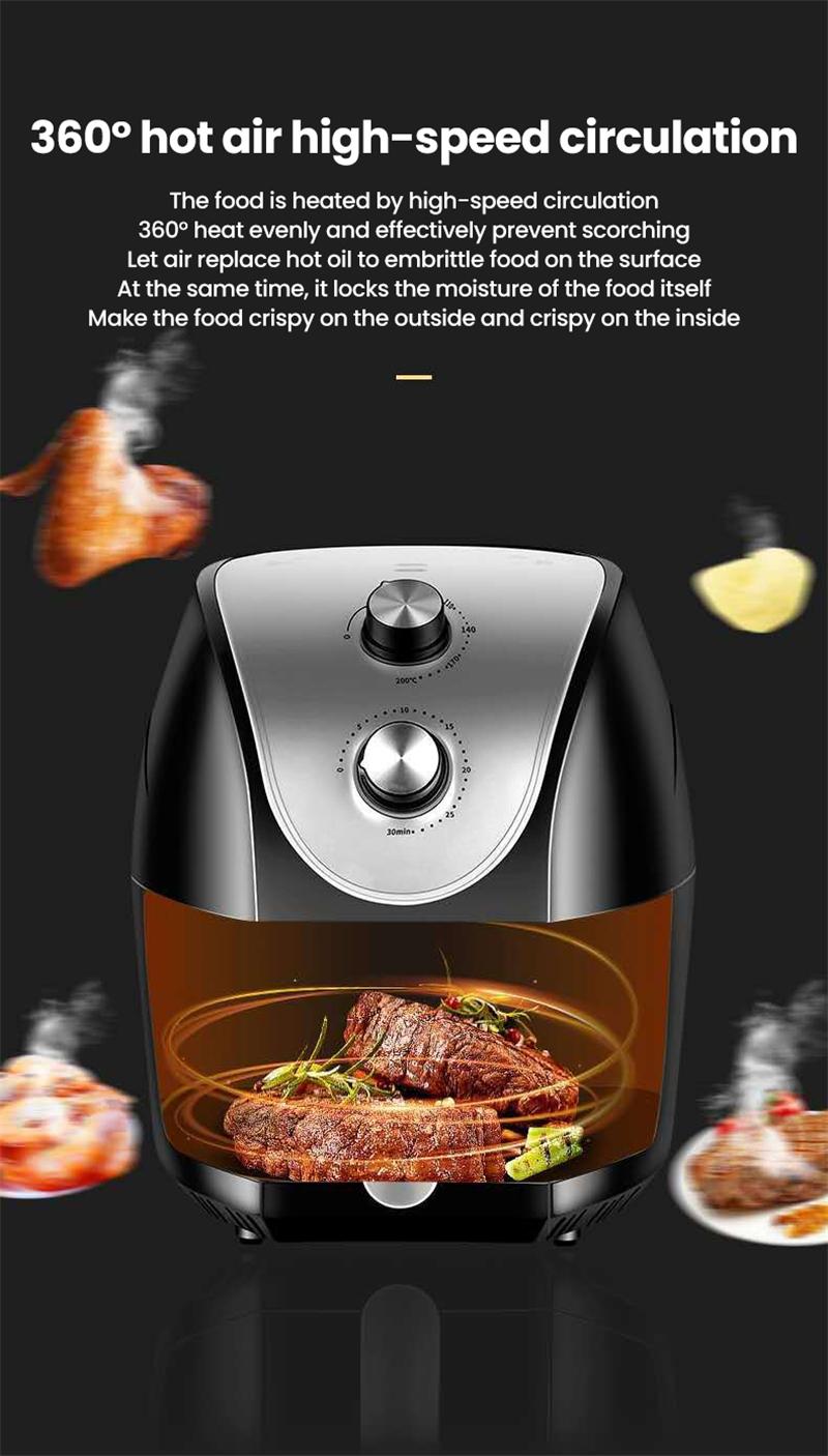 4.8L Electric Air Fryer 1500W Oil Free Health Deep Fryer Oven Household Large Capacity Chicken Wing Fries Machine Air Fryer