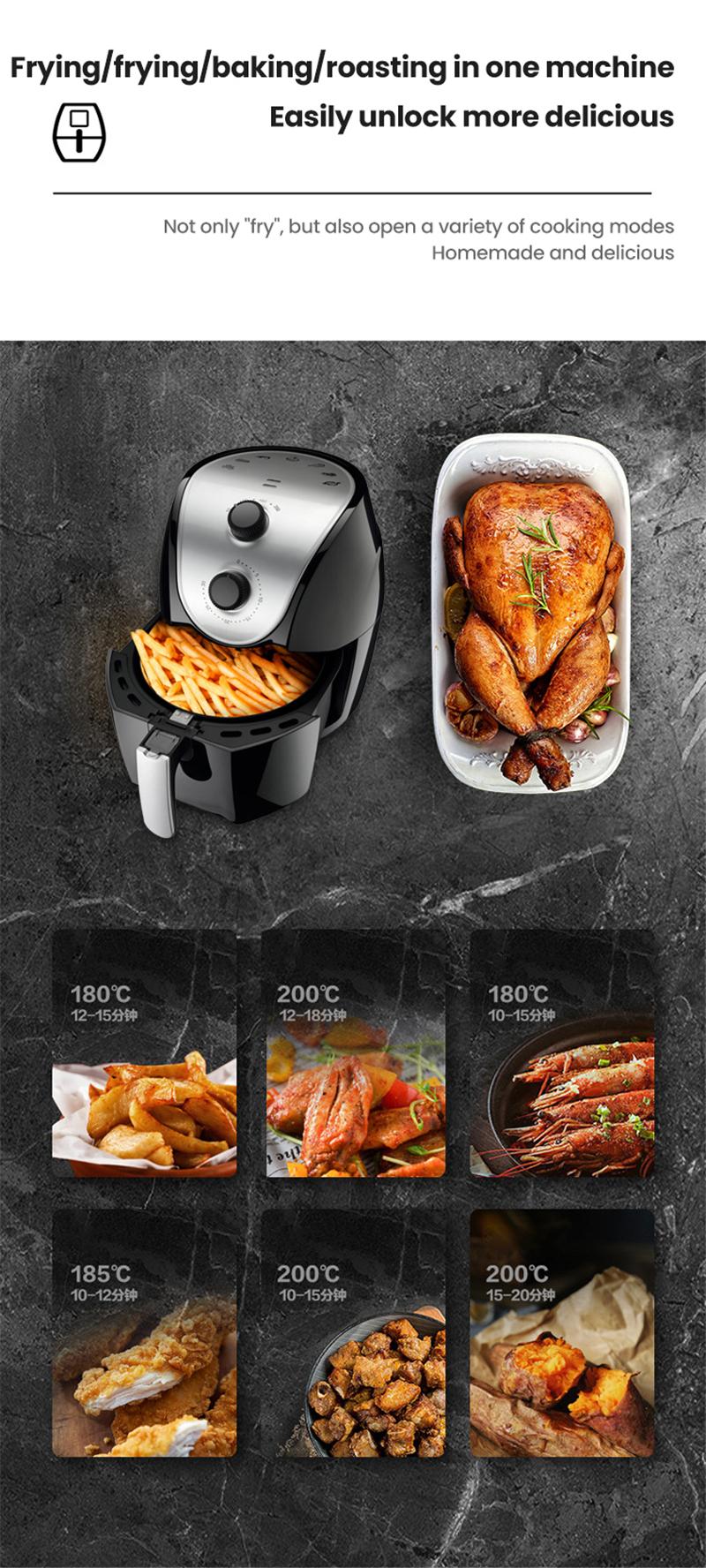 4.8L Electric Air Fryer 1500W Oil Free Health Deep Fryer Oven Household Large Capacity Chicken Wing Fries Machine Air Fryer