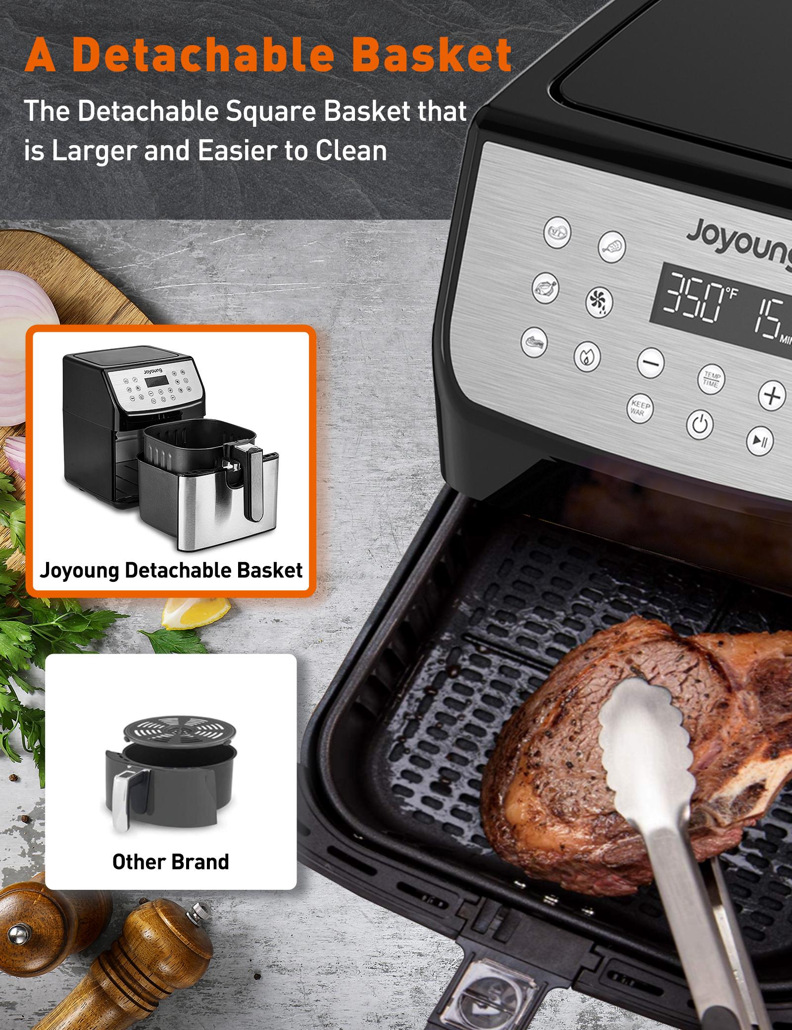 JOYOUNG Air Fryer 5.8QT Detachable Double Basket Air Fryers 1700W 13-in-1 Presets Airfryer One Touch LED Touchscreen Air Fryer