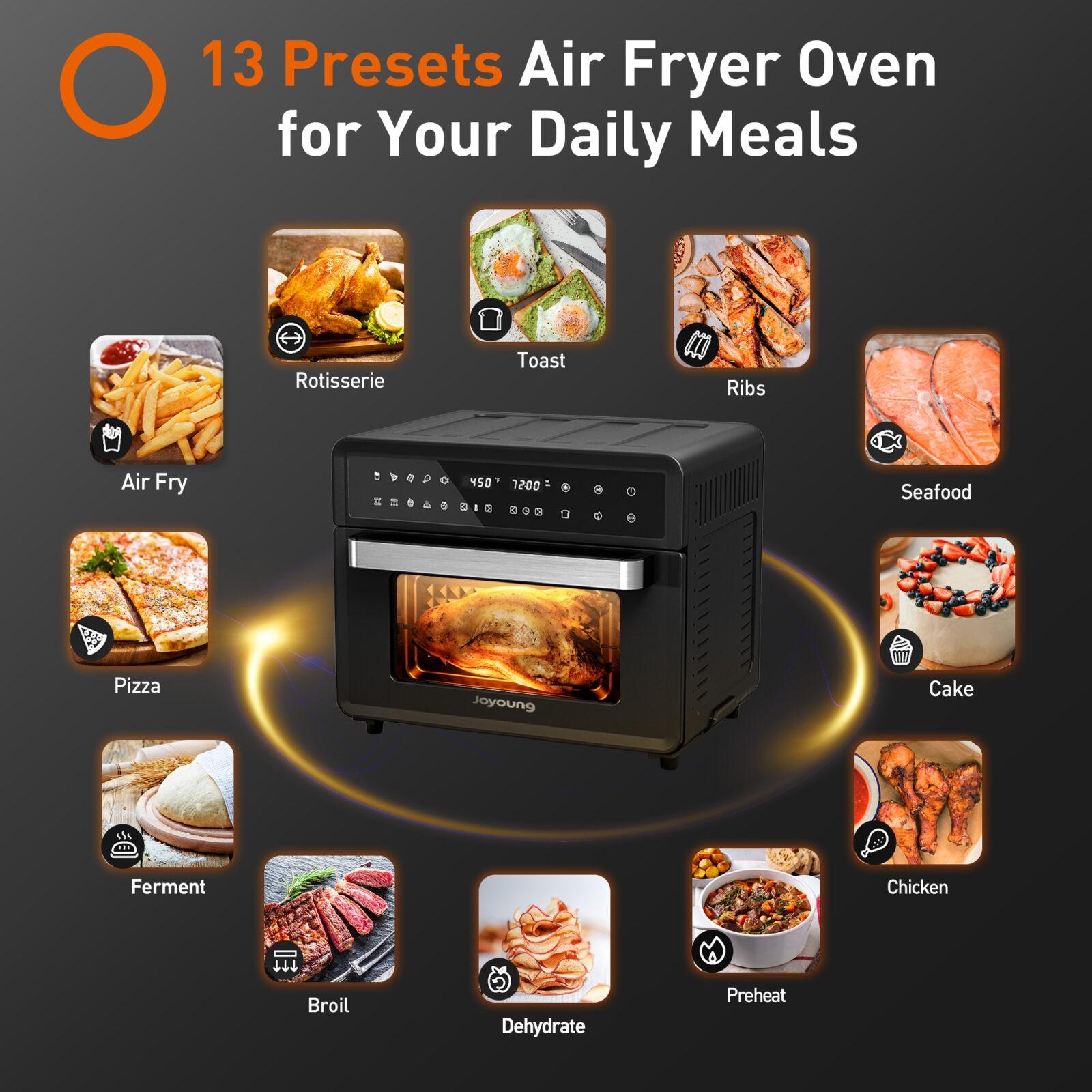 JOYOUNG 1800W 28QT Air Fryer Toaster Oven Convection Oven 13 Preset Functions Toaster Air Fryer Oven LED Digital Touch Screen