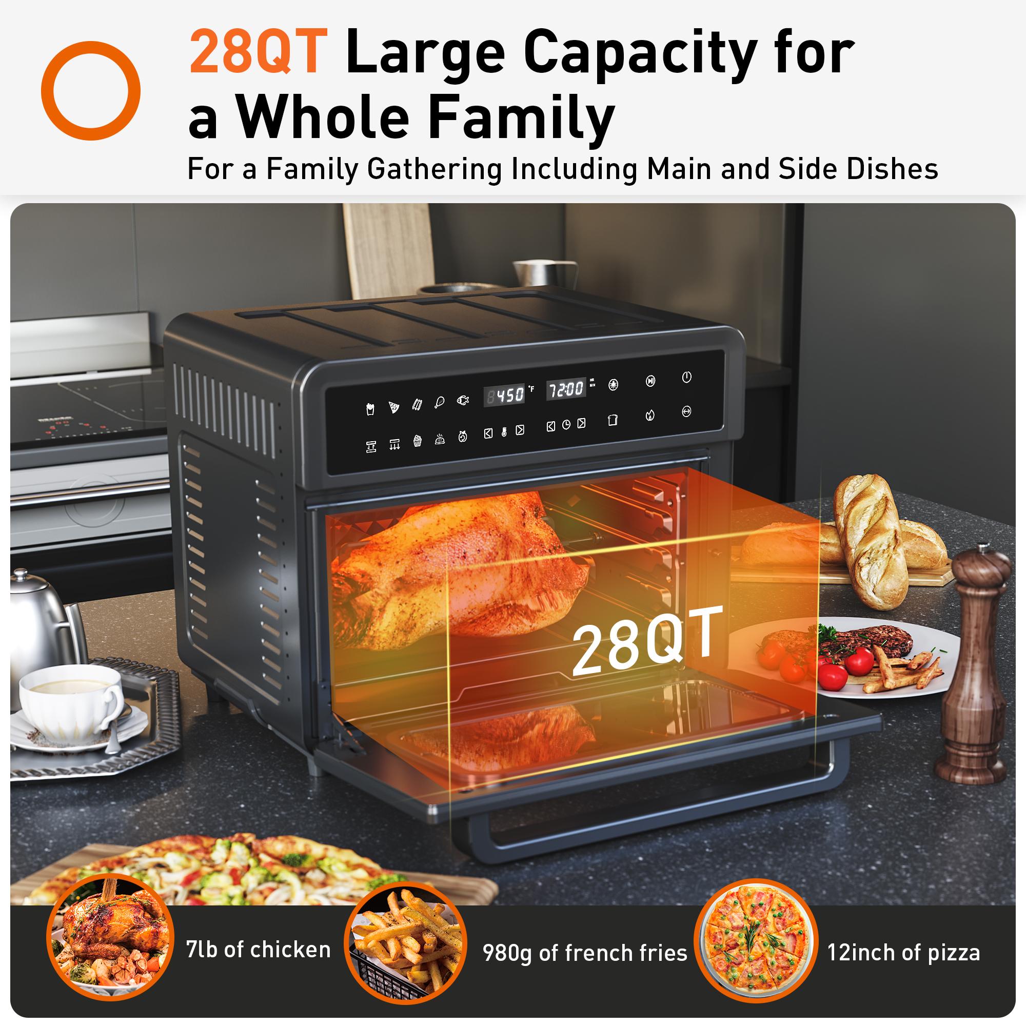 JOYOUNG 1800W 28QT Air Fryer Toaster Oven Convection Oven 13 Preset Functions Toaster Air Fryer Oven LED Digital Touch Screen