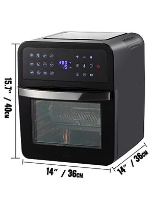 VEVOR 1700W Mini Electric Air Fryer Oven Tabletop Kitchen Toaster with Rotisserie for Pizza Roast Chicken Bread Party Home Use