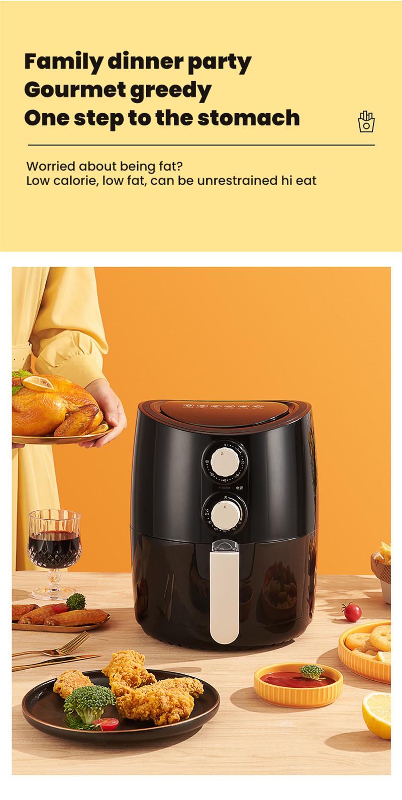 3L Smart Air Fryer Oven Electric Deep Fryer without Oil Home Toaster Rotisserie Dehydrator 360°Baking French Fries Machine