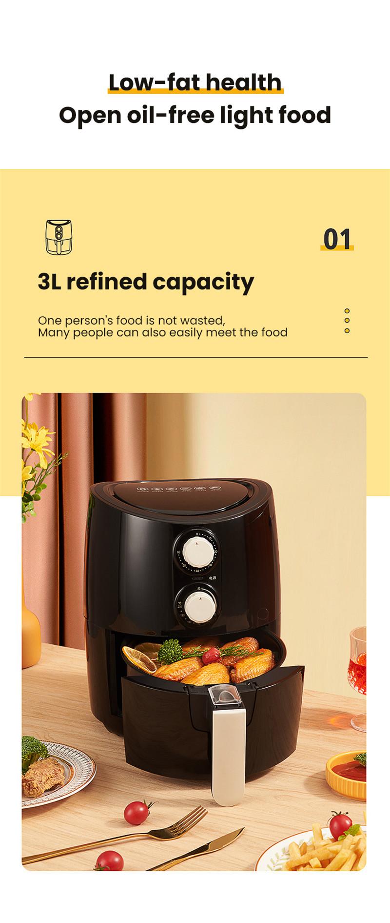 3L Smart Air Fryer Oven Electric Deep Fryer without Oil Home Toaster Rotisserie Dehydrator 360°Baking French Fries Machine