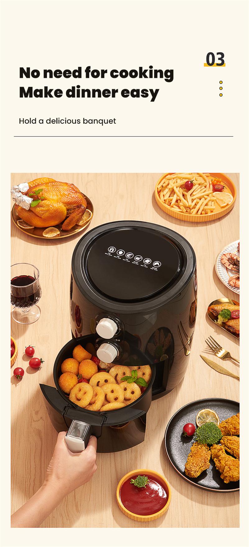 3L Smart Air Fryer Oven Electric Deep Fryer without Oil Home Toaster Rotisserie Dehydrator 360°Baking French Fries Machine