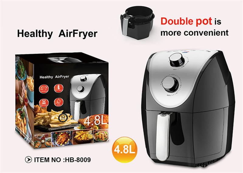 1500W Electric Air Fryer 4.8L Oven Nonstick Basket 360°baking Panel Health Fryer Cooker Chicken Fryer French Fries Frying Pot