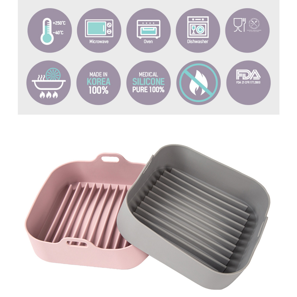 AirFryer Silicone Pot Multifunctional Air Fryers Oven Accessories Bread Fried Chicken Pizza Basket Baking Tray FDA Baking Dishes