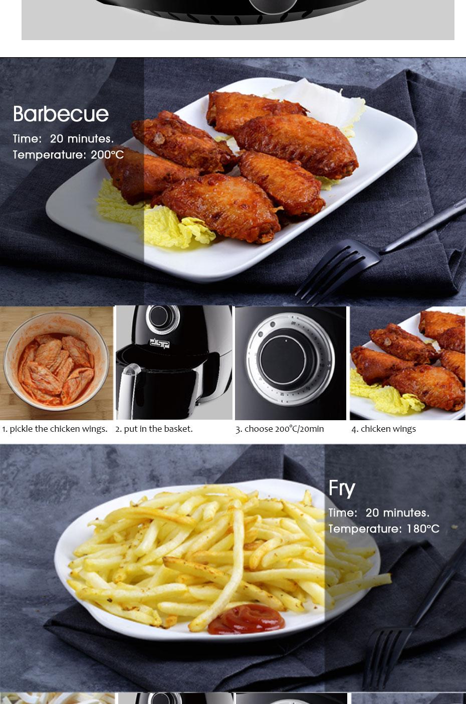 Multi-function 1350W 2.6L Health Fryer Without Oil Oven Cooker Smart Air Fryer Oil Free Chicken Fryer French Fries Frying Pot