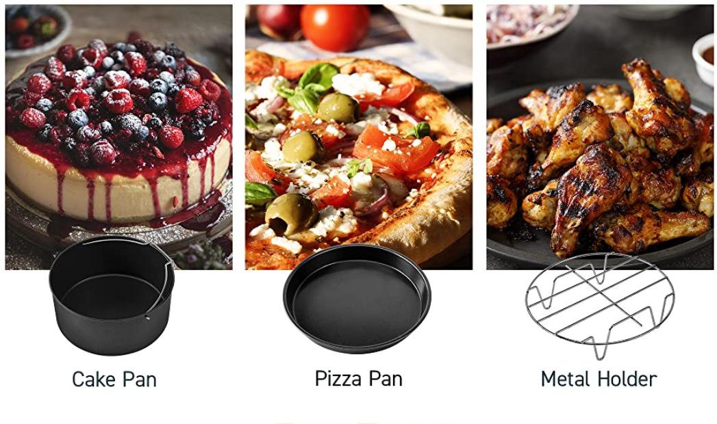 Air Fryer Accessories Set Baking Basket Pizza Plate Grill Pot Kitchen Cooking Tool 7/8/9 Inch Air Deep Fryer Parts High Quality