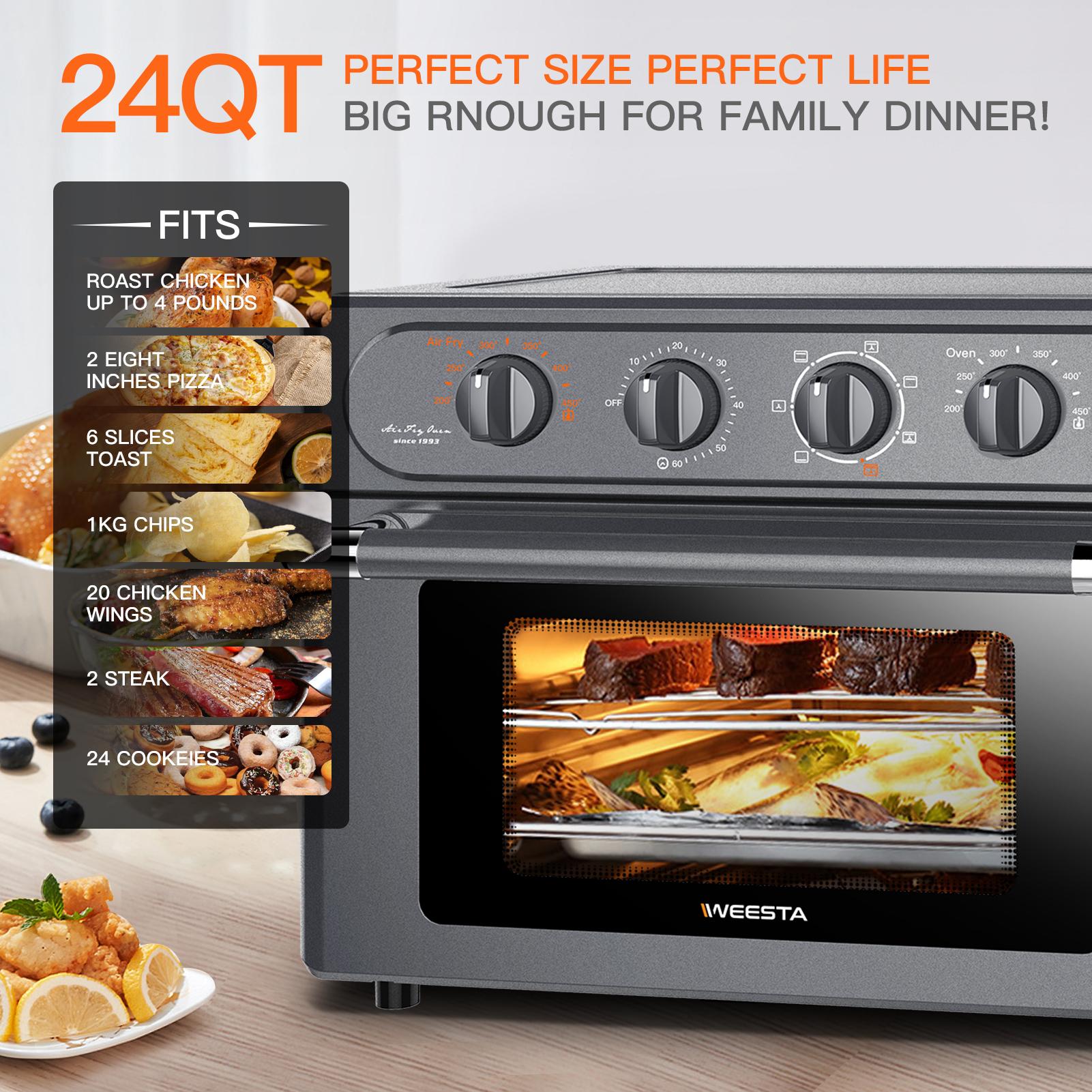 Air Fryer Pan Oven 24 QT 7 In 1 Convection Oven,Air Oven Combo ,with Air Frying, Grilling,Toasting,Grilling and Baking Functions