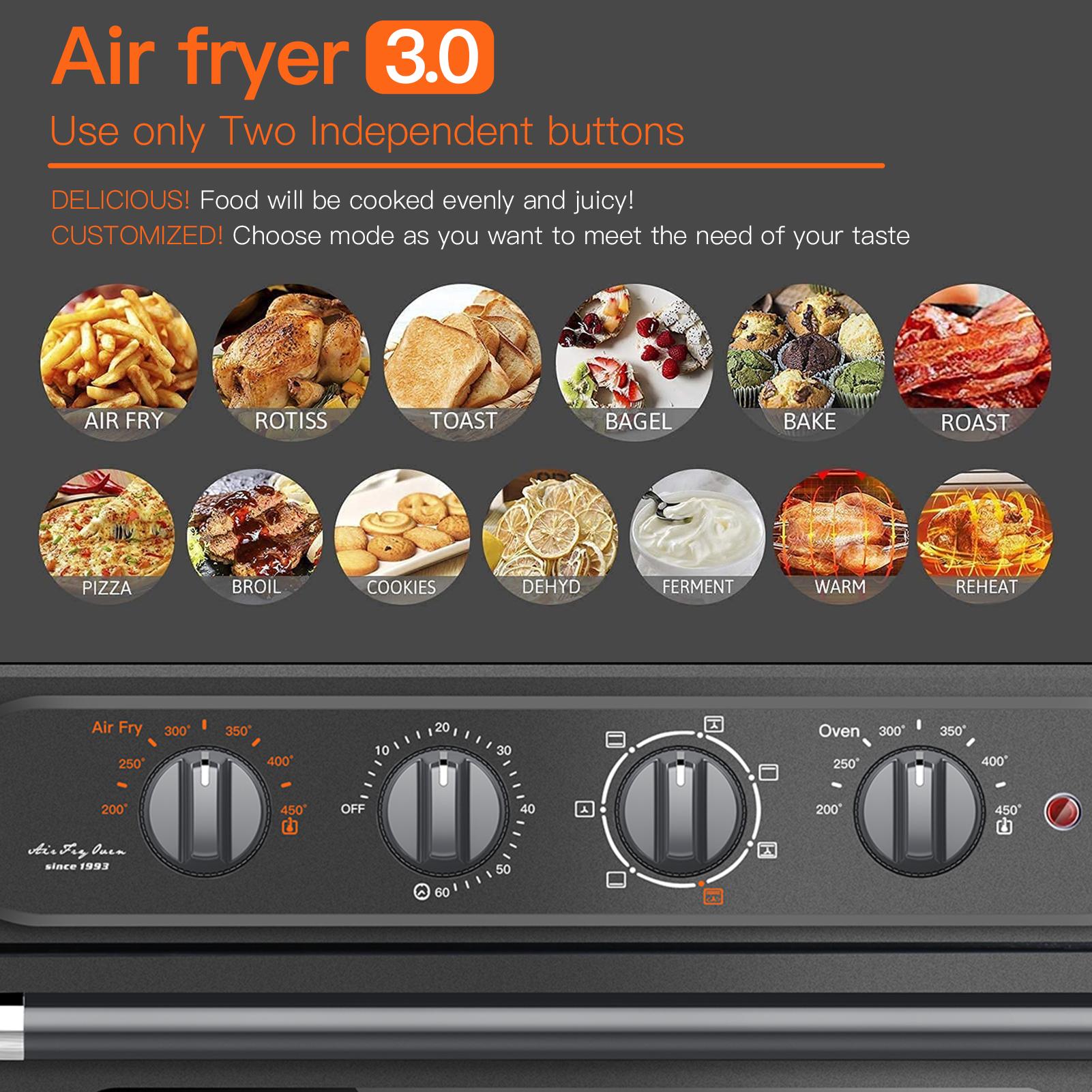 Air Fryer Pan Oven 24 QT 7 In 1 Convection Oven,Air Oven Combo ,with Air Frying, Grilling,Toasting,Grilling and Baking Functions