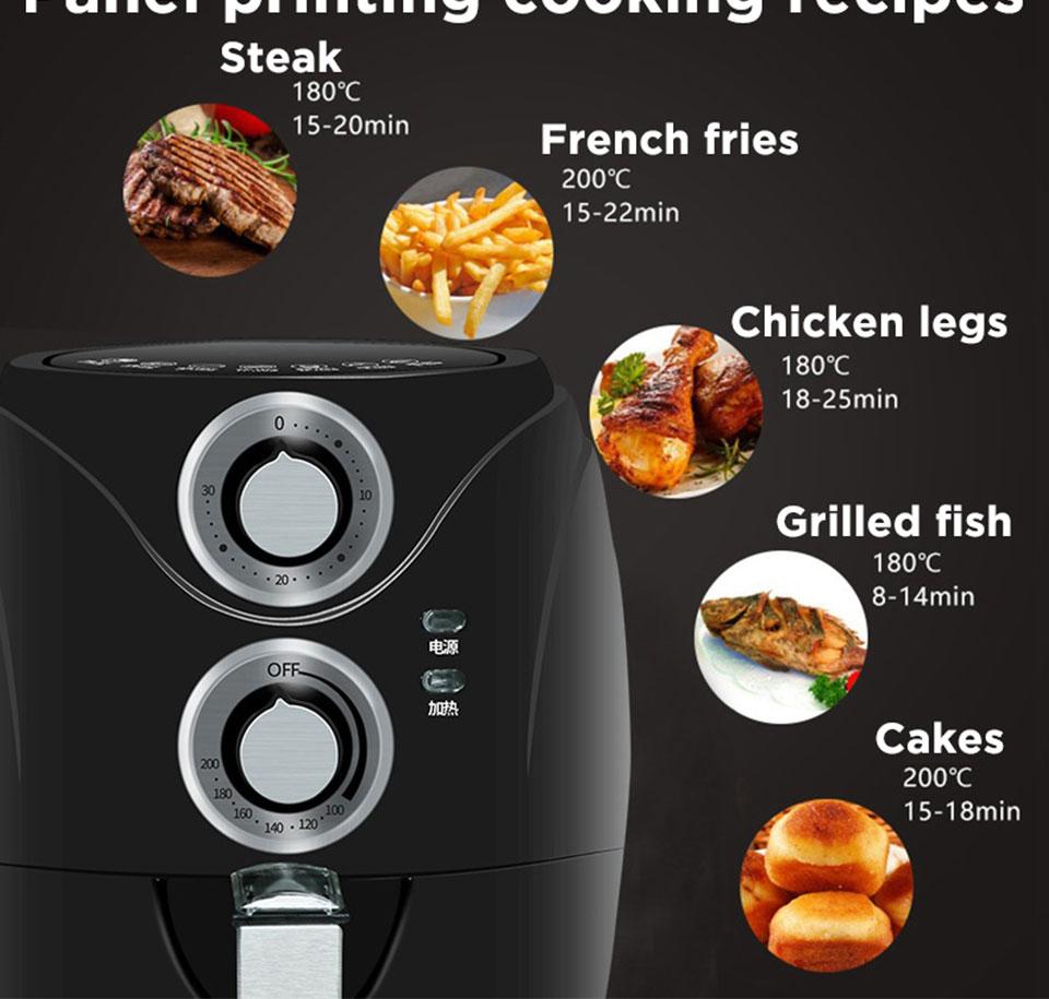 1200W 3.2L Electric Air Fryer Oven Intelligent Deep Airfryer without Oil Home Healthy Air Fryer 360° Baking Cooker