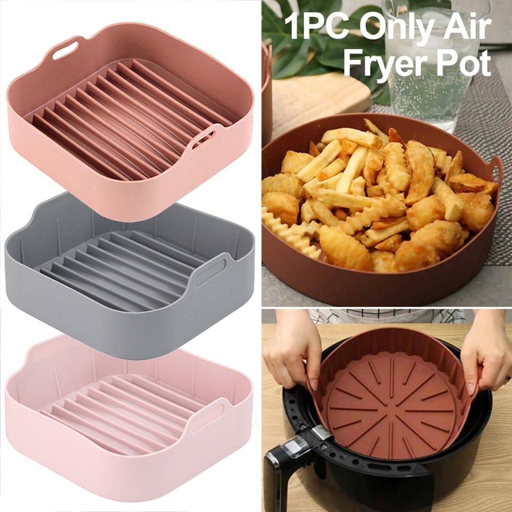 Air Fryer Silicone Basket Airfryer Silicone Pot Air Fryer Pot Baking Basket With Handle Microwave Bowl Air Fryer Accessories