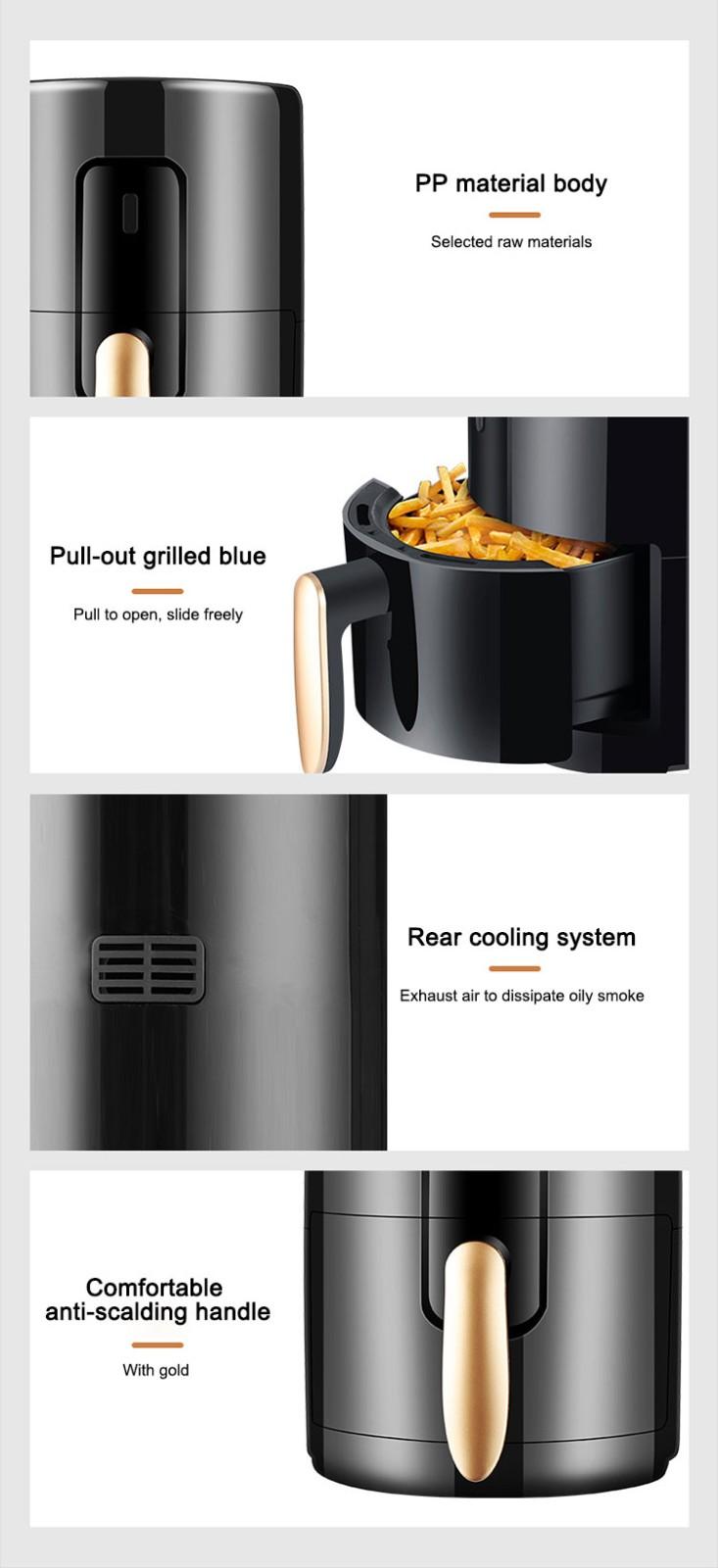 Electric Air Fryer Oven Multifunction 360Baking Led Touchscreen Deep Fryer Without Oil 2.5L Led Touch French Fries Machine