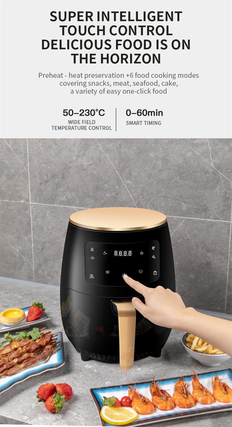 4.6L Electric Smart Air Fryer Oven 360°Baking LED Touchscreen Deep Fryer without Oil Top Configurations French Fries Machine