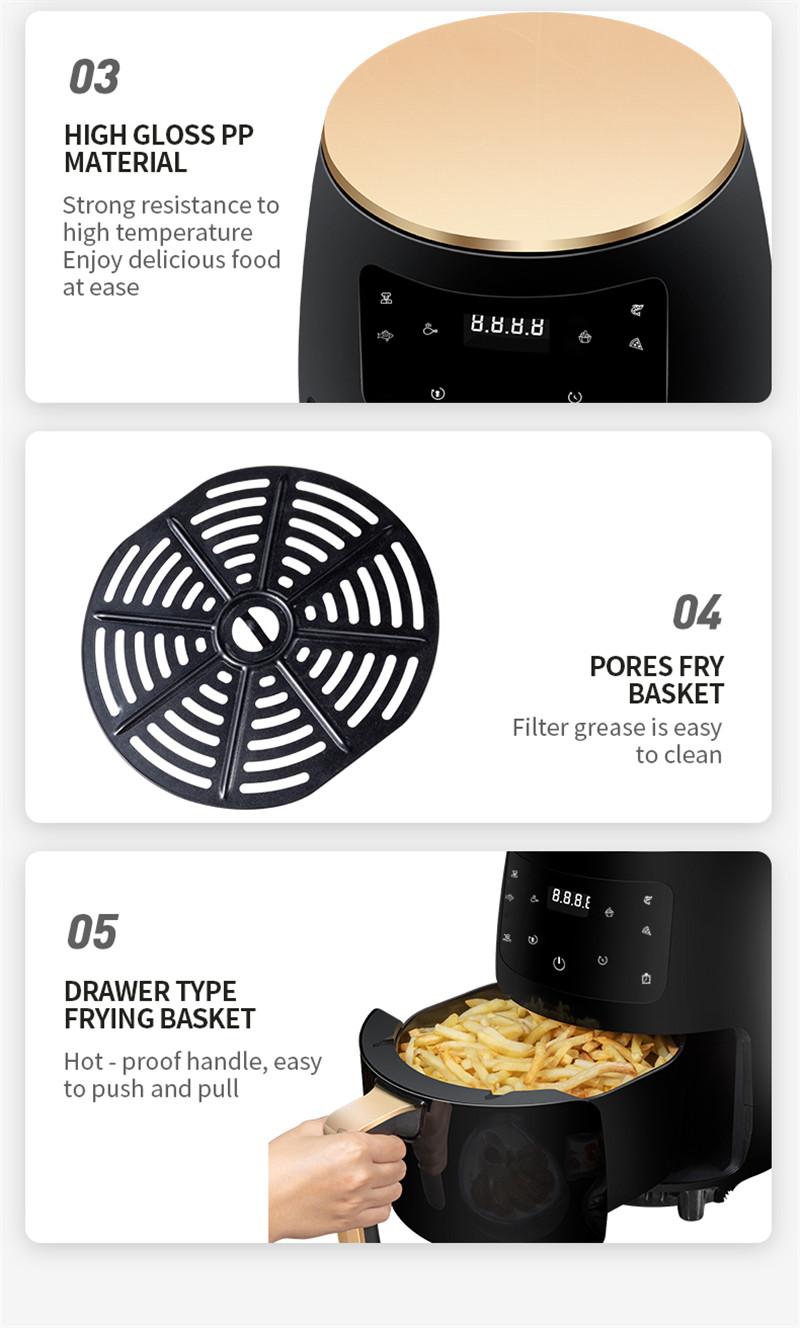 4.6L Electric Smart Air Fryer Oven 360°Baking LED Touchscreen Deep Fryer without Oil Top Configurations French Fries Machine