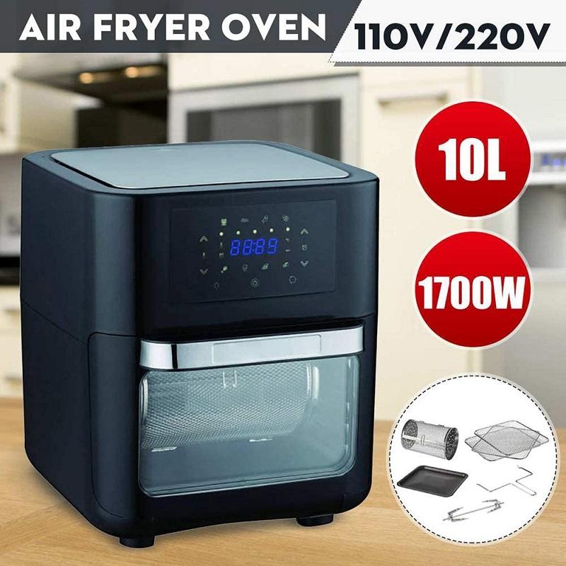 Electric Air Fryer Multi-function Smart Touch LCD Mini Air Oven 10L 1500W For Roasting Frying Dehydrating Baking Reheating