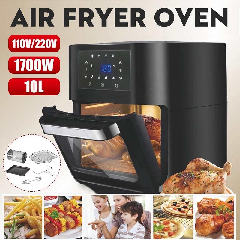 Electric Air Fryer Multi-function Smart Touch LCD Mini Air Oven 10L 1500W For Roasting Frying Dehydrating Baking Reheating