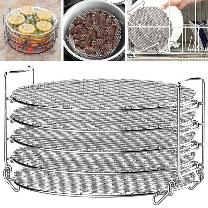 ZK30 Air Fryer with Five Stackable Layers Grill Stand Food Grade for 8QT Dehydrator Stand Stainless Steel Stand Accessories