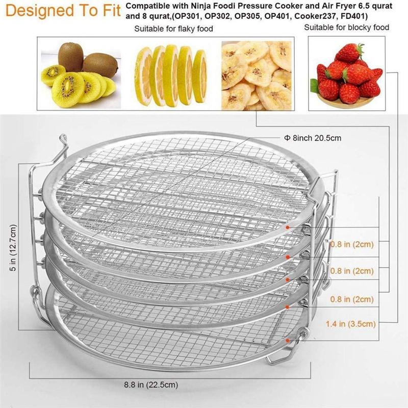 ZK30 Air Fryer with Five Stackable Layers Grill Stand Food Grade for 8QT Dehydrator Stand Stainless Steel Stand Accessories