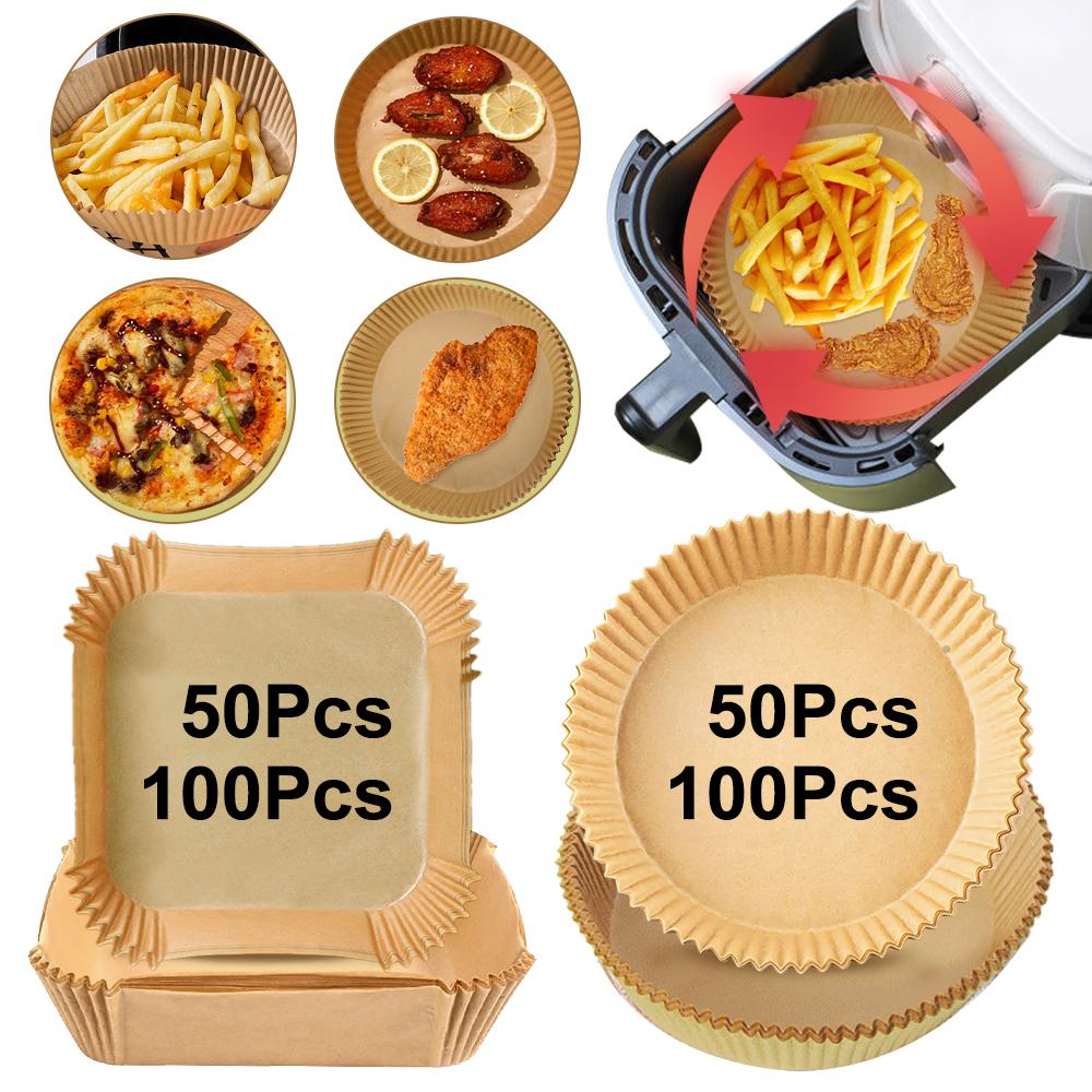 Disposable Air Fryer Parchment Paper Liner Oil-proof Water-proof Paper Tray Non-Stick Baking Mat for Roasting Oven Microwave