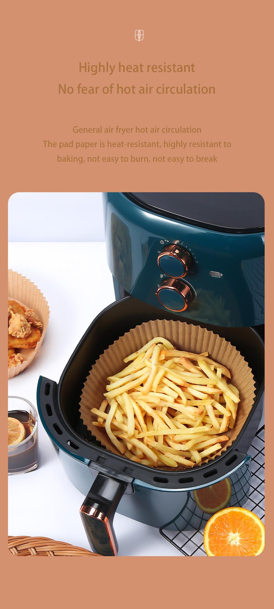 25/50PCS Air Fryer Special Paper Household Baking Barbecue Food Pad Round Large Oil-Proof Liner Non-Stick Microwave Oven