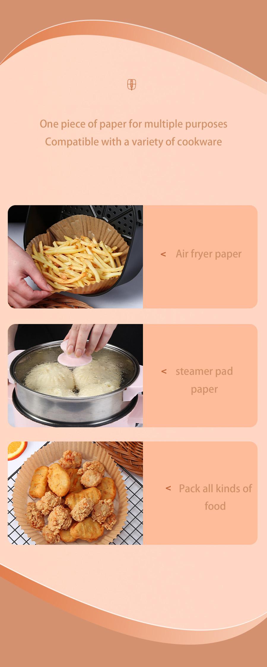 25/50PCS Air Fryer Special Paper Household Baking Barbecue Food Pad Round Large Oil-Proof Liner Non-Stick Microwave Oven