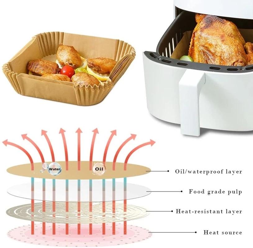 Air Fryer Special Paper High Temperature Oil-absorbing Paper Food Pad Paper Baking Disposable Home Baking Oven Air Fryer Pad
