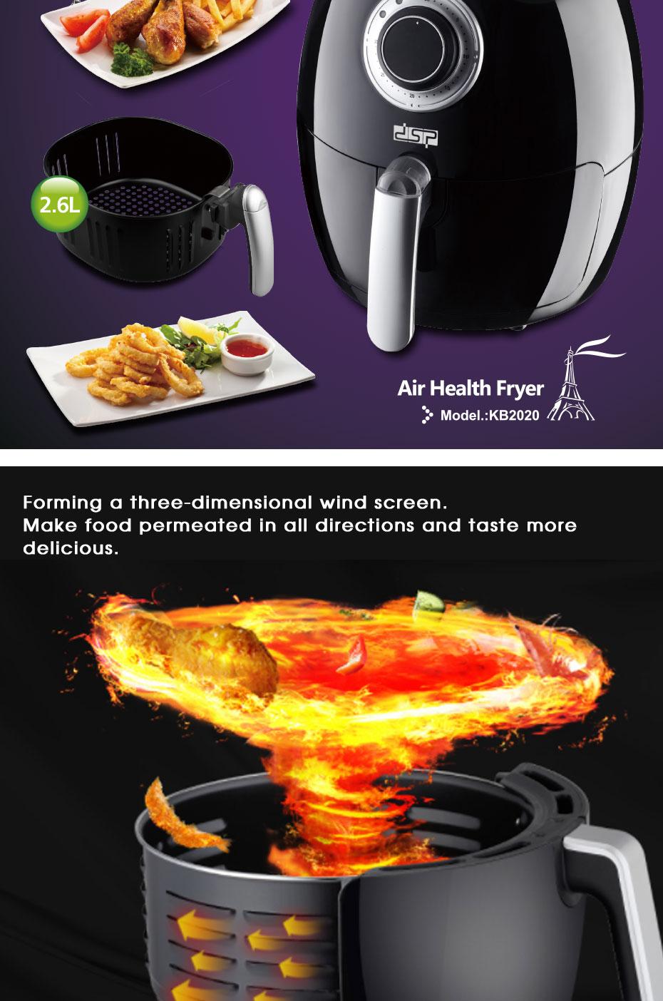 1350W 2.6L Health Fryer Without Oil Oven Cooker Multi-function Smart Air Fryer Oil Free Chicken Fryer French Fries Frying Pot