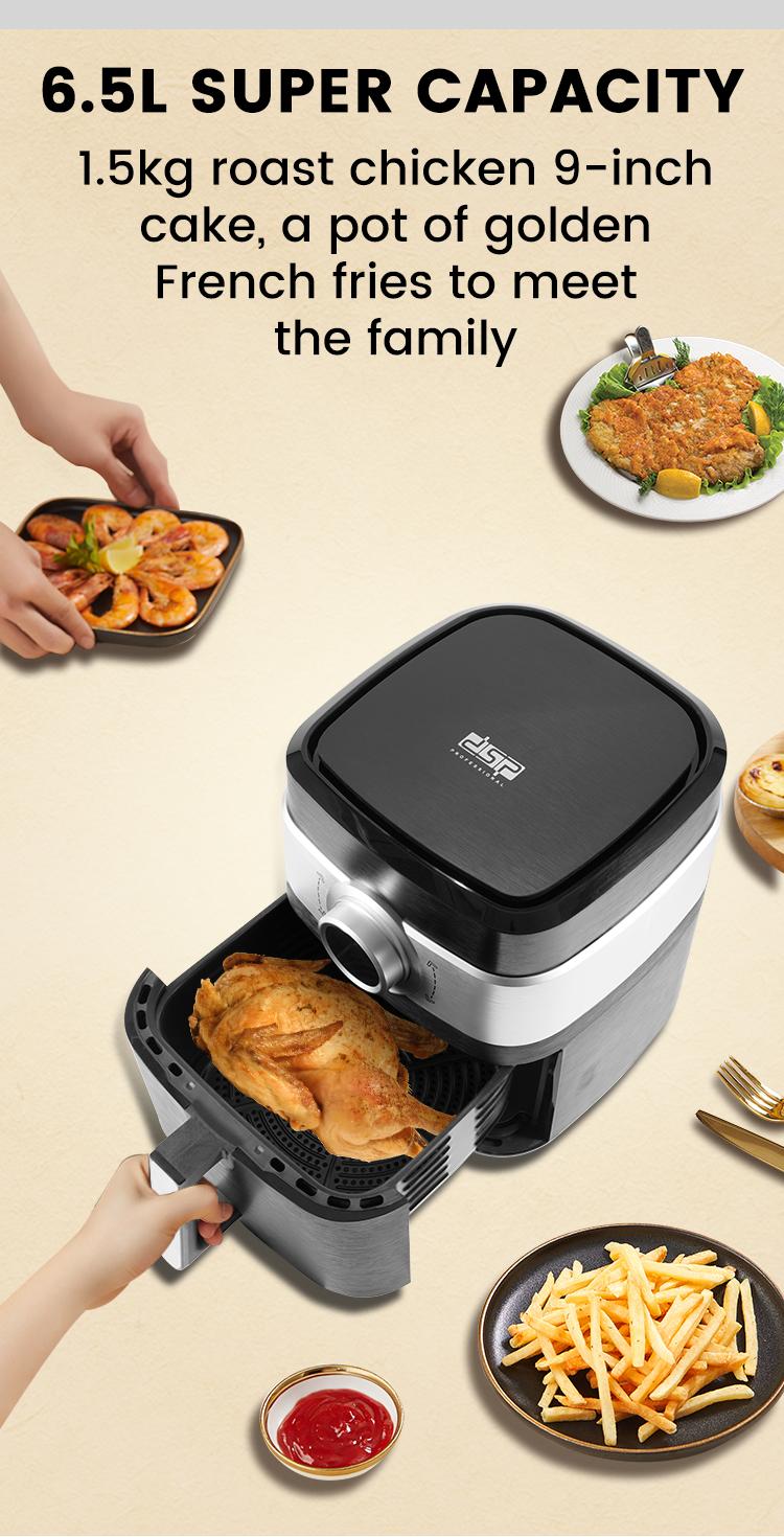 6.5L Air Fryer Stainless Steel Liner Health Electric Deep Fryer Toaster Without Oil Roast Convection Oven Chicken French Fries