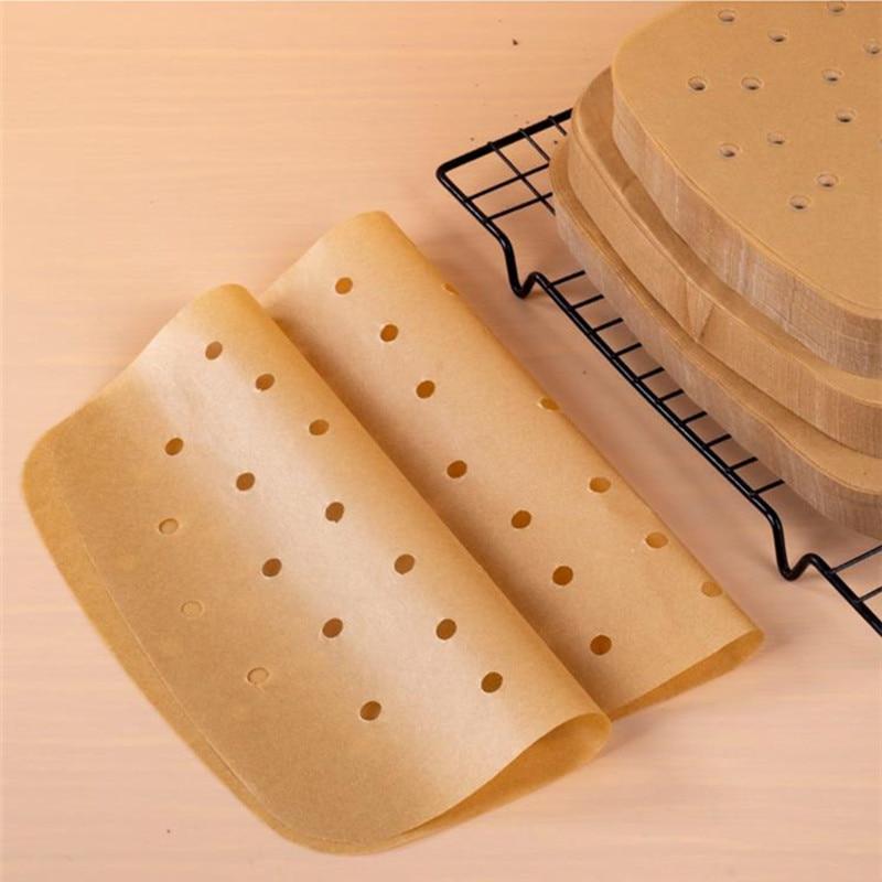 100Pcs Air Fryer Paper Special For Baking Kitchen Food Oil-proof Double-sided Silicone Oil Paper Non-Stick Steamer Pad Mat
