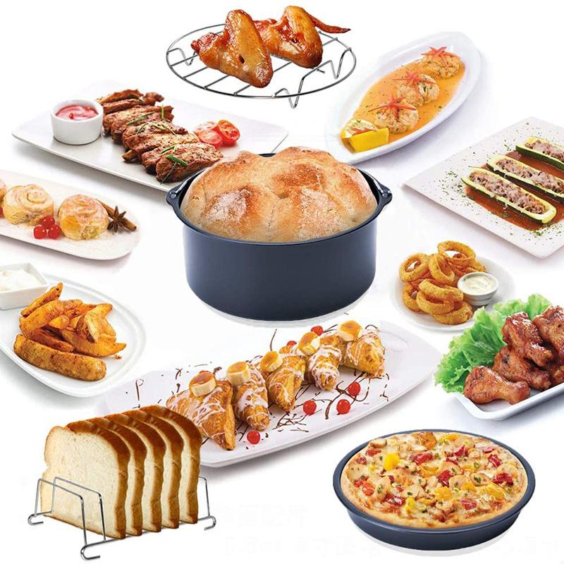 Air Fryer Accessories Set Baking Basket Pizza Plate Grill Pot Kitchen Cooking Tool 7/8/9 Inch Air Deep Fryer Parts High Quality