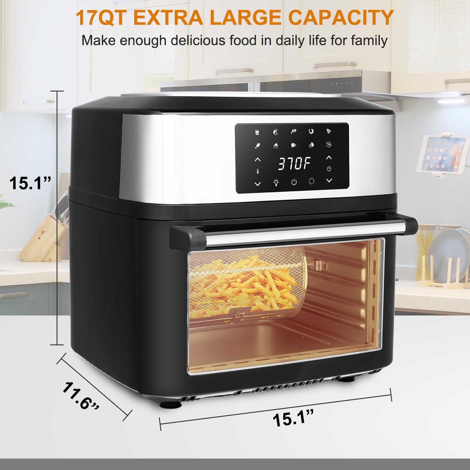 16.91Quarts / 16L Electric Air Fryer Oven Combo Convection Toaster 1800W 120V US Plug