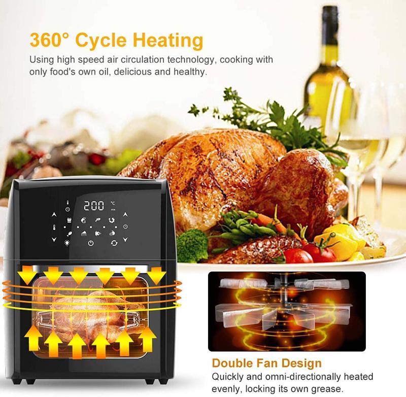 14L 2000W Electric Smokeless Hot Oven Cooker Air Fryer Toaster Oven With Digital Touch Screen For Toast Bake Roast Rotisserie