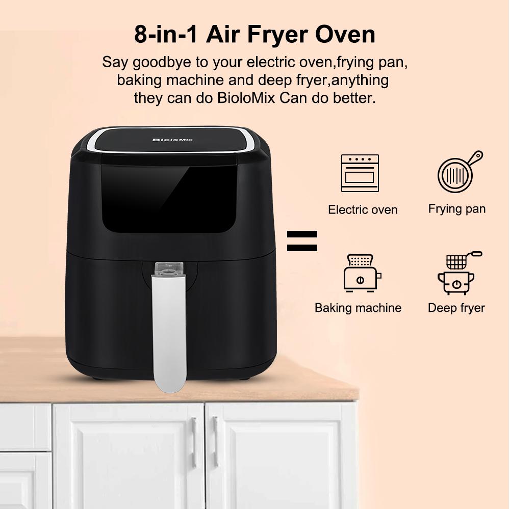 BioloMix 5L 1400W Digital Air Fryer Hot Oven Cooker Nonstick Basket 8 Presets LED Touchscreen Oilless Deep Fryer BPA & PFOA FREE