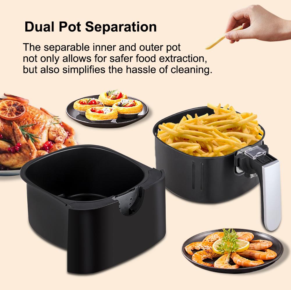 BioloMix 5L 1400W Digital Air Fryer Hot Oven Cooker Nonstick Basket 8 Presets LED Touchscreen Oilless Deep Fryer BPA & PFOA FREE