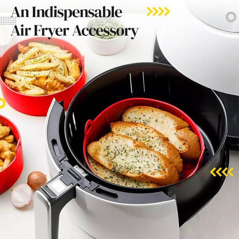 Air Fryer Pot Silicone Tray BPA Free BBQ Barbecue Pad Plate Airfryer Oven Baking Mold Pot Food Safe Reusable Kitchen Accessory