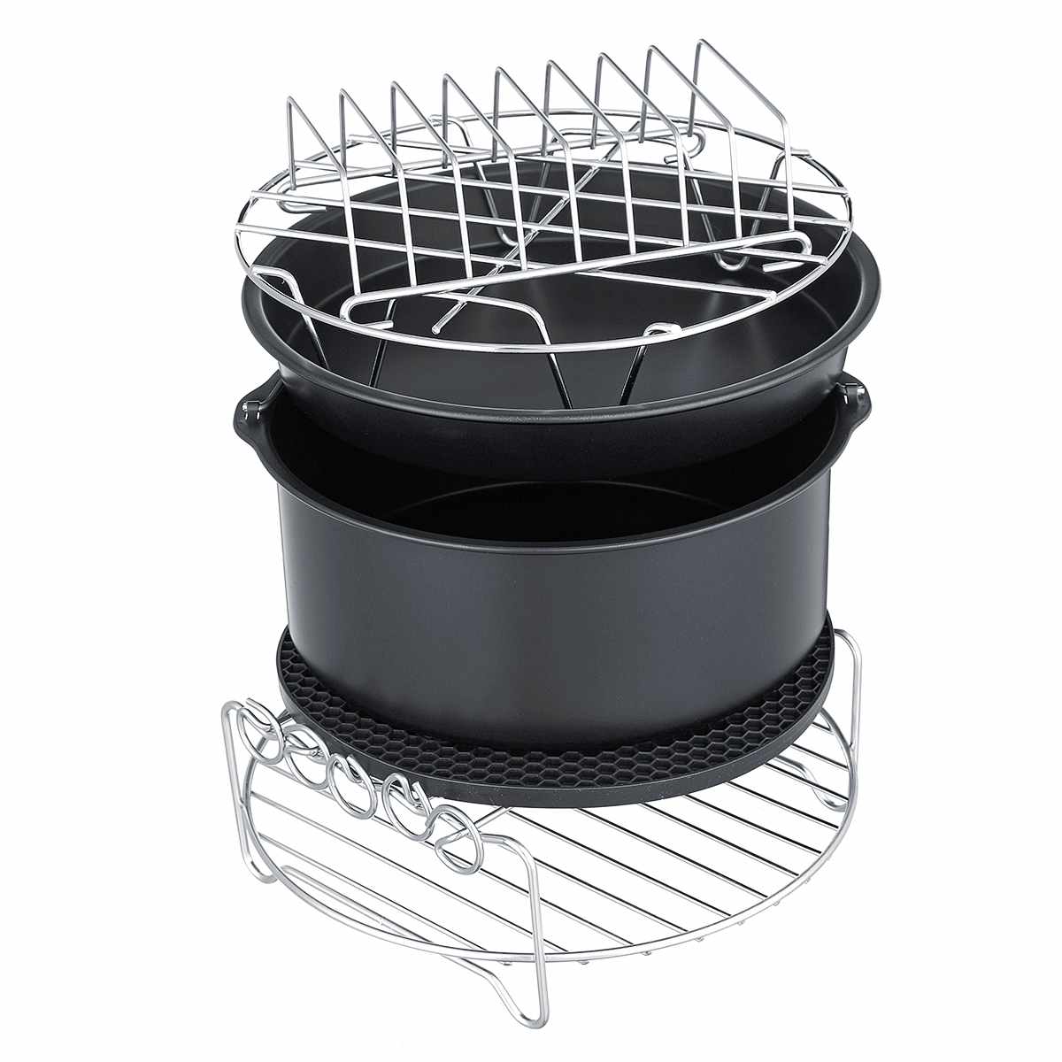 12Pcs Air Fryer Accessories 8 Inch for Air fryer 5.2-5.8QT Baking Basket Pizza Plate Grill Pot Kitchen Cooking Tool for Party