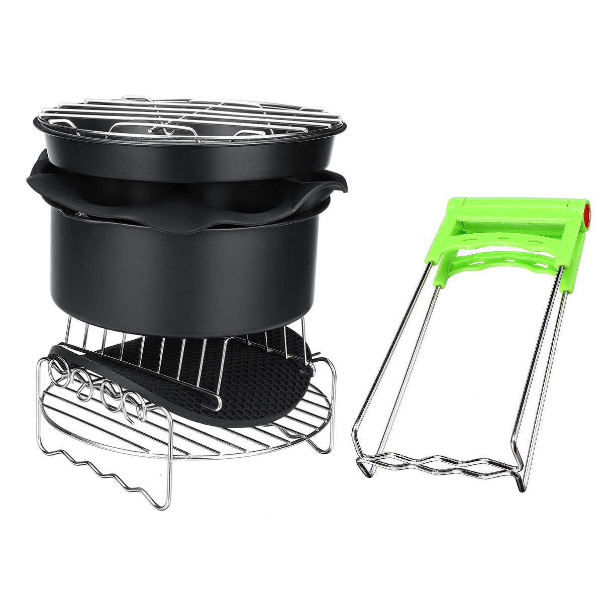 12Pcs Air Fryer Accessories 8 Inch for Air fryer 5.2-5.8QT Baking Basket Pizza Plate Grill Pot Kitchen Cooking Tool for Party