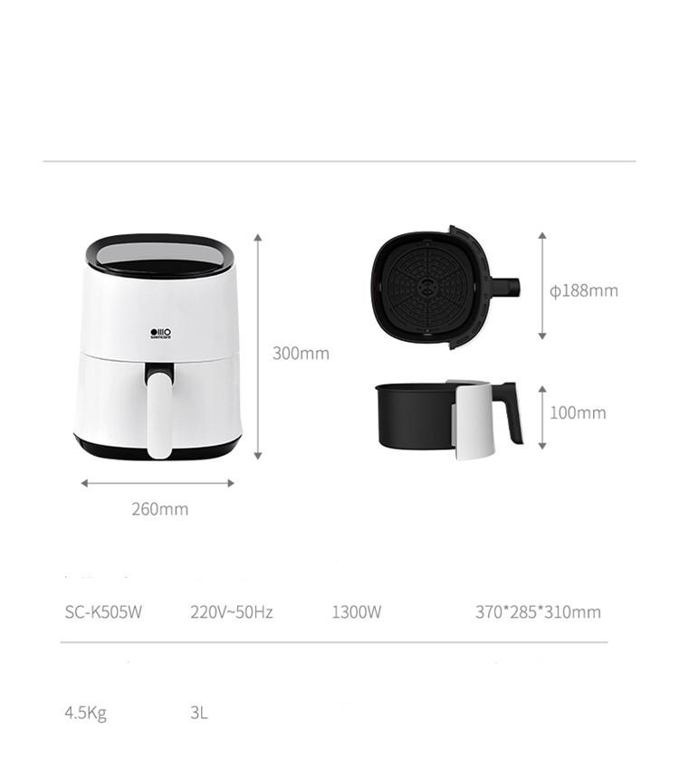 Air Fryer Oven Oil Xiaomi Youpin Electric Air Fryer Multifunction Air Fryer Oven Oil-Free LCD Touch 3L